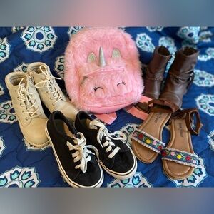 Girls lot backpack and shoes